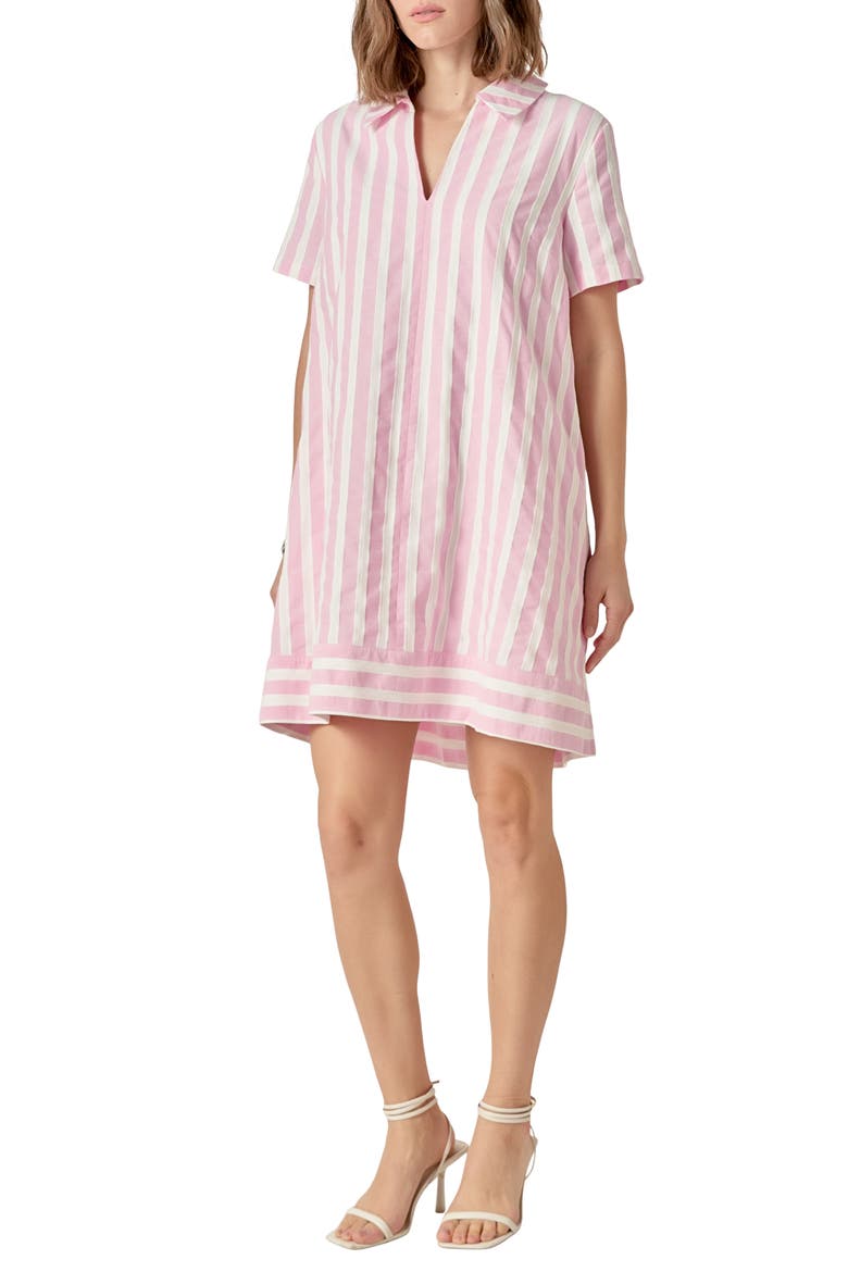 Stripe Jacquard Mini Shirtdress, Alternate, color, PINK/WHITE