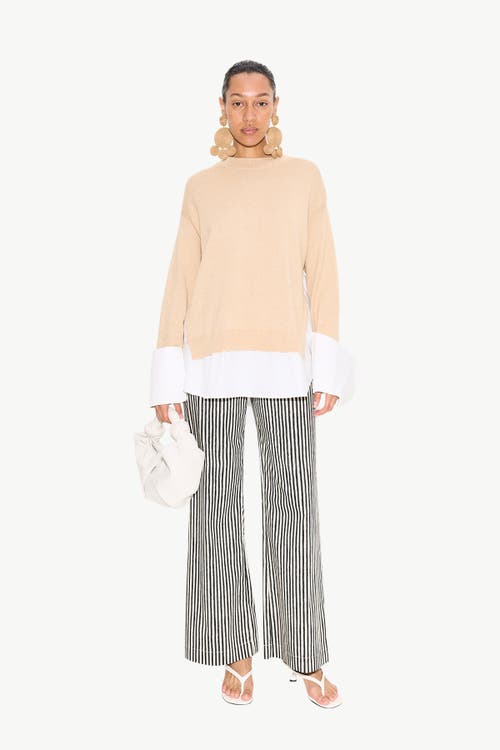 Simonmiller Pip Poplin Combo Sweater In Rice Flour/macadamia