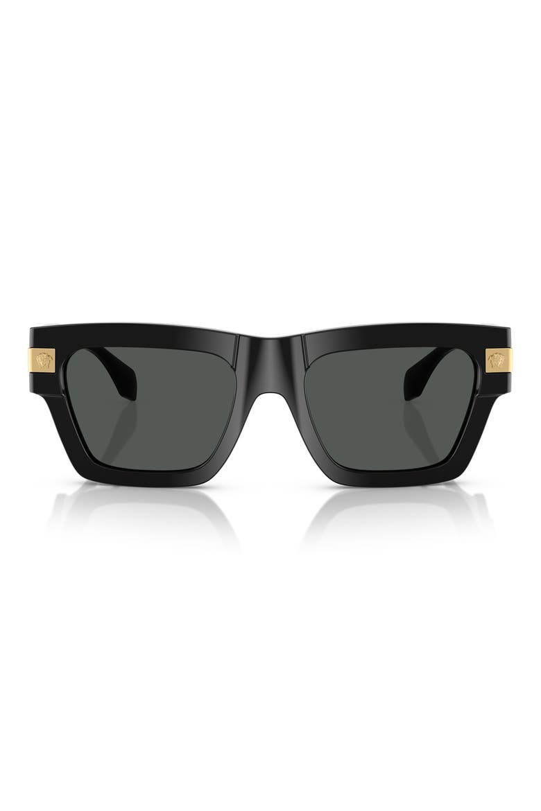 52mm Rectangular Sunglasses, Main, color, BLACK