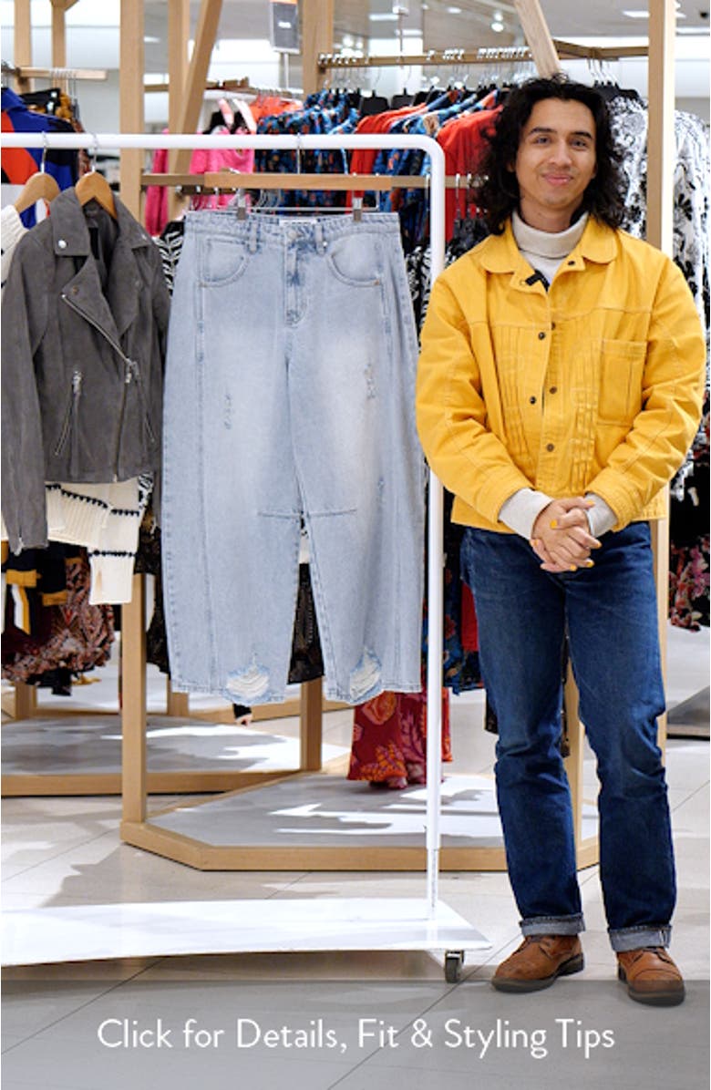 Low Loose Distressed Barrel Leg Jeans, sales video thumbnail