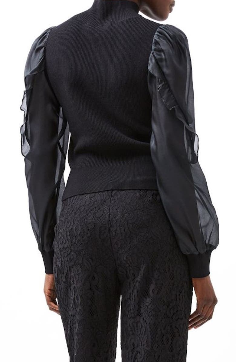 French Connection Krista Organza Puff Sleeve Top, Alternate, color, Blackout