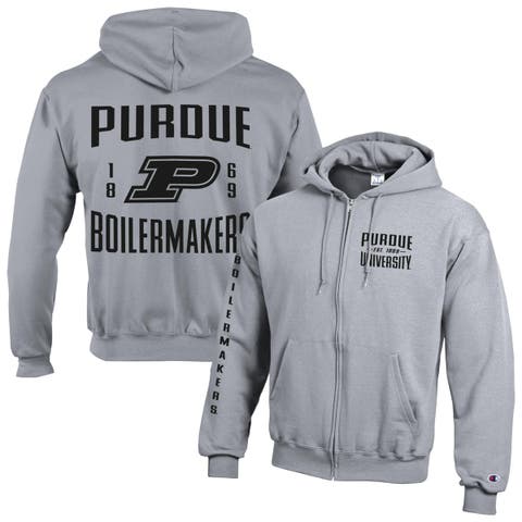 Men's Champion  Heather Gray Purdue Boilermakers Varsity Powerblend Full-Zip Fleece Hoodie