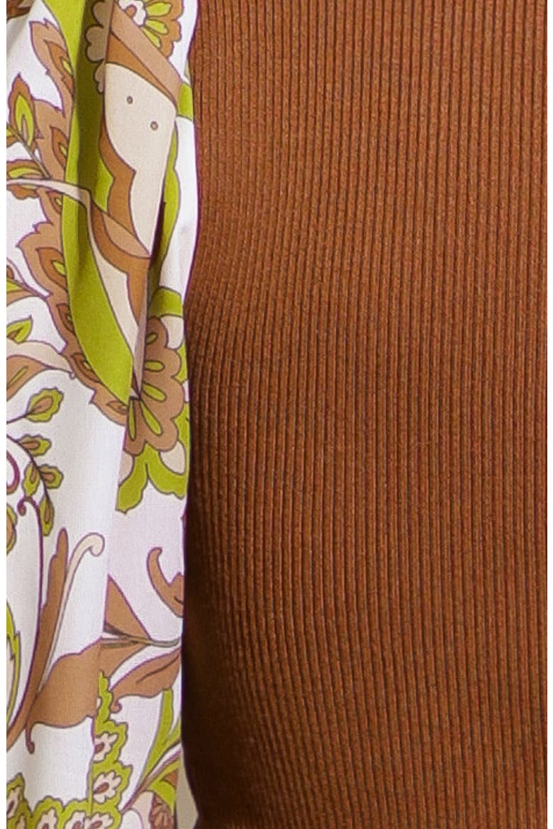 Mixed Media Crewneck Sweater, Alternate, color, CAMEL IVORY