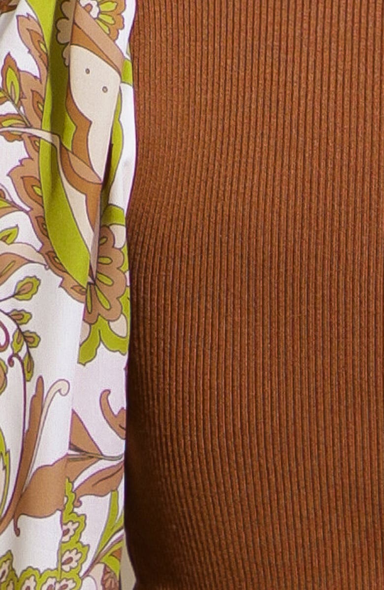 FLYING TOMATO Mixed Media Crewneck Sweater, Alternate, color, Camel Ivory