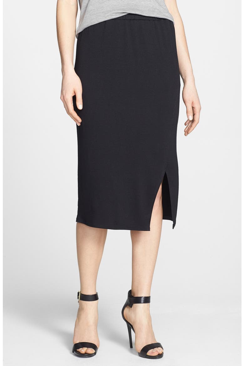 Side Slit Knit Skirt, Main, color, BLACK