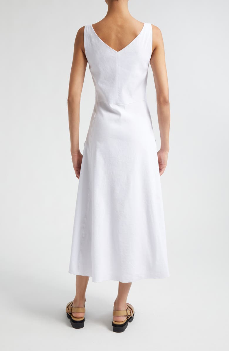 Vince Patch Pocket Linen Blend Midi Dress, Alternate, color, Optic White