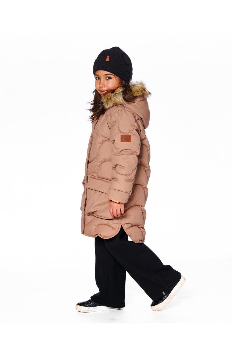 Deux par Deux Long Wavy Quilt Puffy Winter Coat, Main, color, Chanterelle