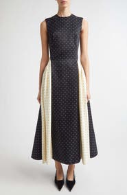 Lela Rose Alexis Polka Dot Jacquard Midi Dress