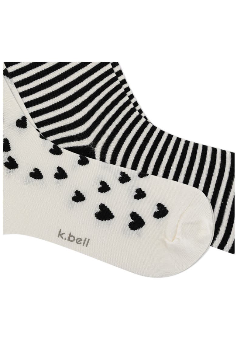 Hearts Ministripe 2-Pack Crew Socks, Alternate, color, WHITE BLACK