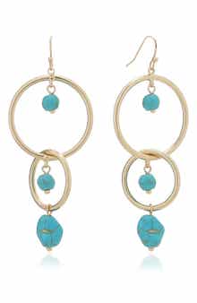 Beaded Double Ring Drop Earrings