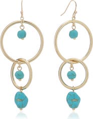 Ettika Beaded Double Ring Drop Earrings