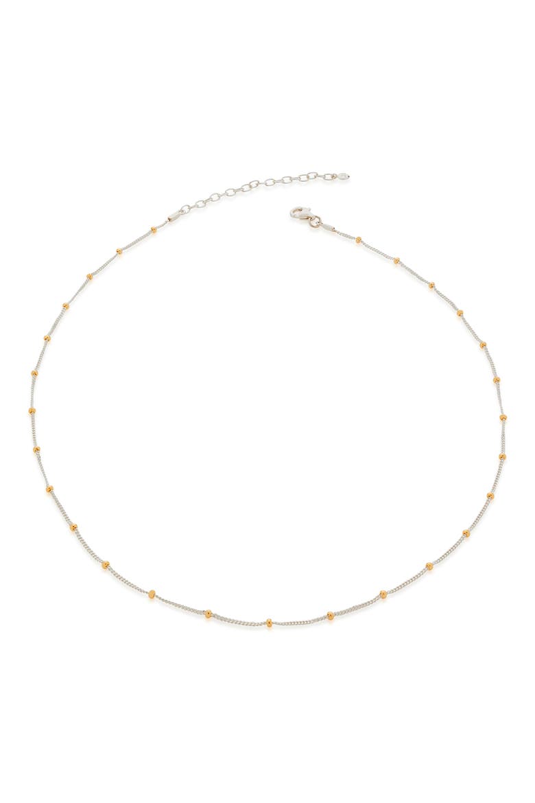Mixed Metal Beaded Chain Necklace, Main, color, SILVER