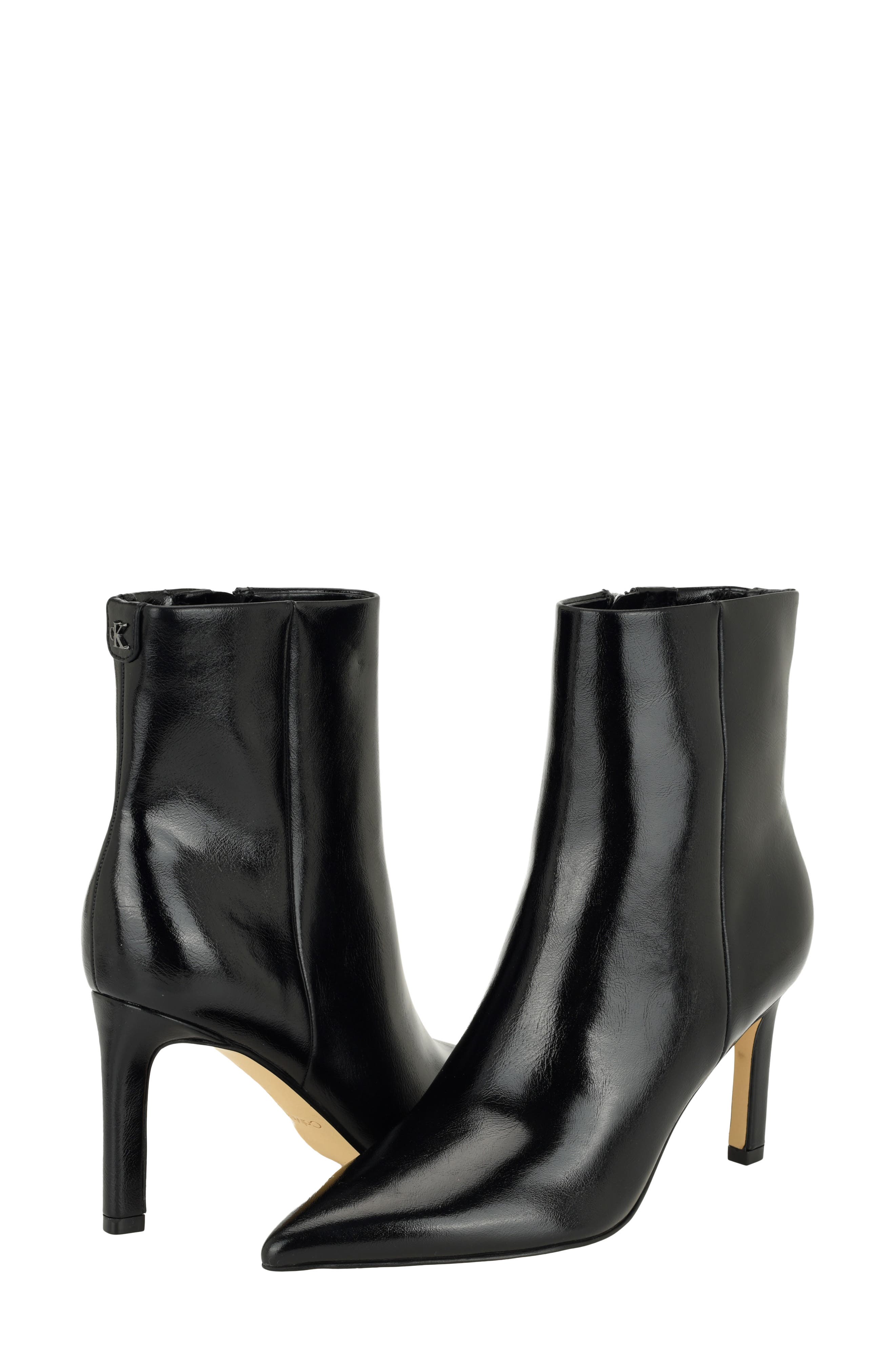 Chrysta Snake Embossed Faux Leather Bootie, Alternate, color, BLACK