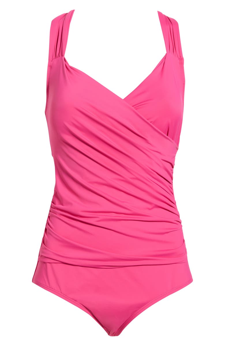 JANTZEN Surplice One-Piece Swimsuit, Alternate, color, Fuschia