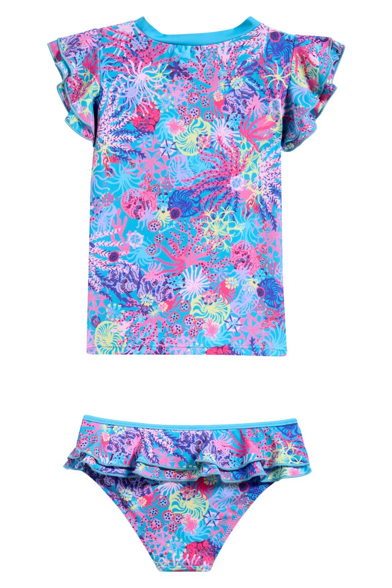 Kids' Coral Ruffle Two-Piece Swimsuit, Alternate, color, BLUE MULTI