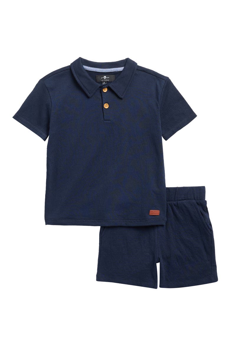 Kids' Coordinated Crinkle Polo & Shorts Set, Main, color, NAVY