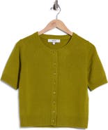 Joie Cashmere Short-Sleeve Crewneck Cardigan