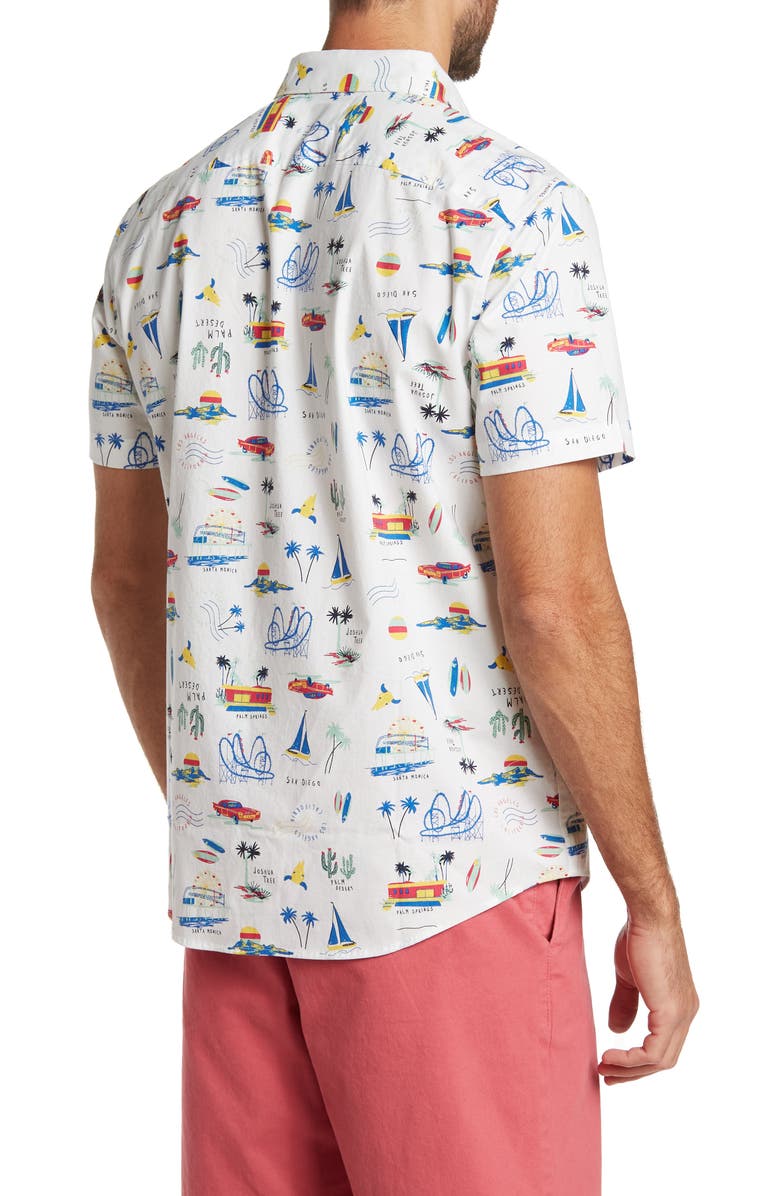 Original Penguin Road Trip Woven Short Sleeve Shirt, Alternate, color, Bright White