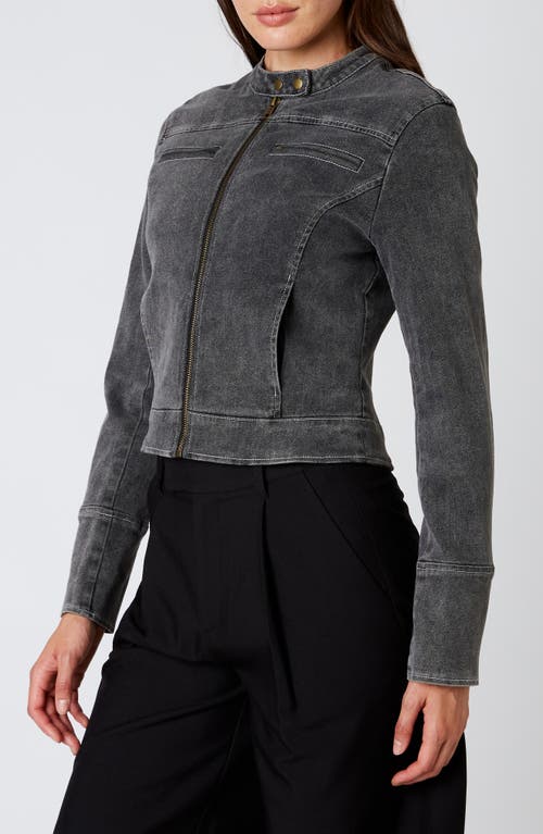 Nia Julia Denim Moto Jacket In Black