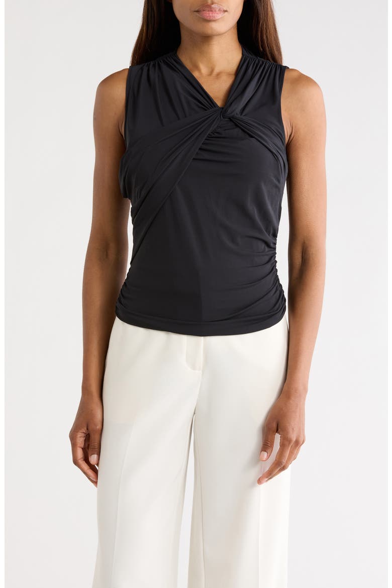 Clara Draped V Neck Tank, Main, color, BLACK