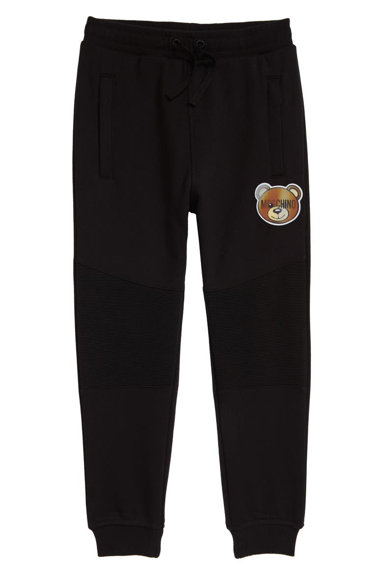 Hologram Bear Patch Sweatpants, Main, color, BLACK