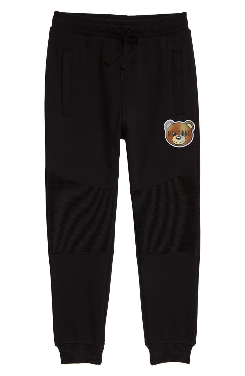 Moschino Hologram Bear Patch Sweatpants, Main, color, 