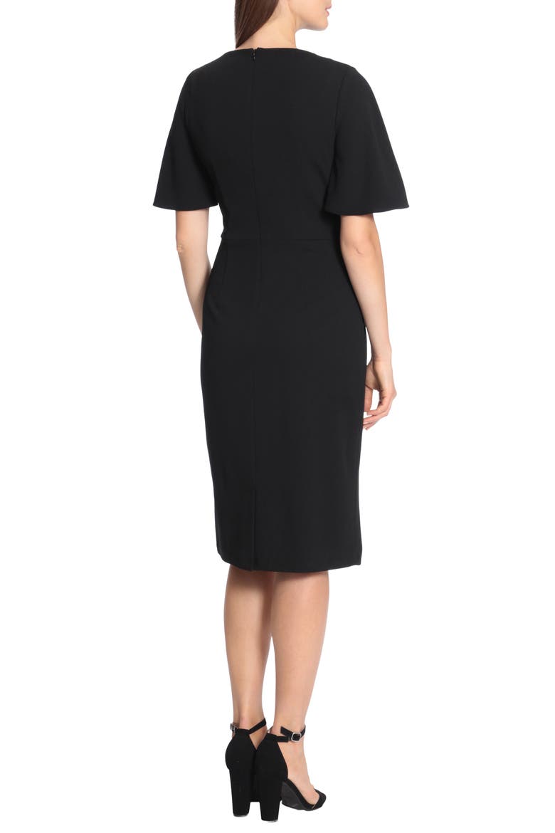 Flutter Sleeve Sheath Dress, Alternate, color, BLACK