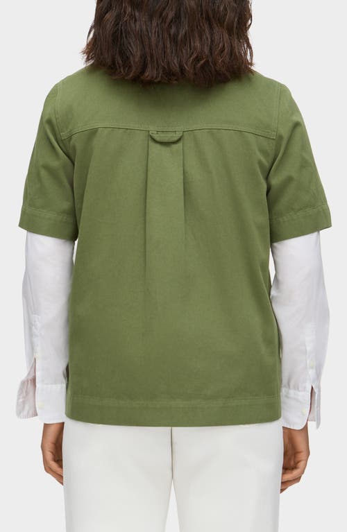 Aligne Laurel Organic Cotton Twill Button-up Shirt In Green
