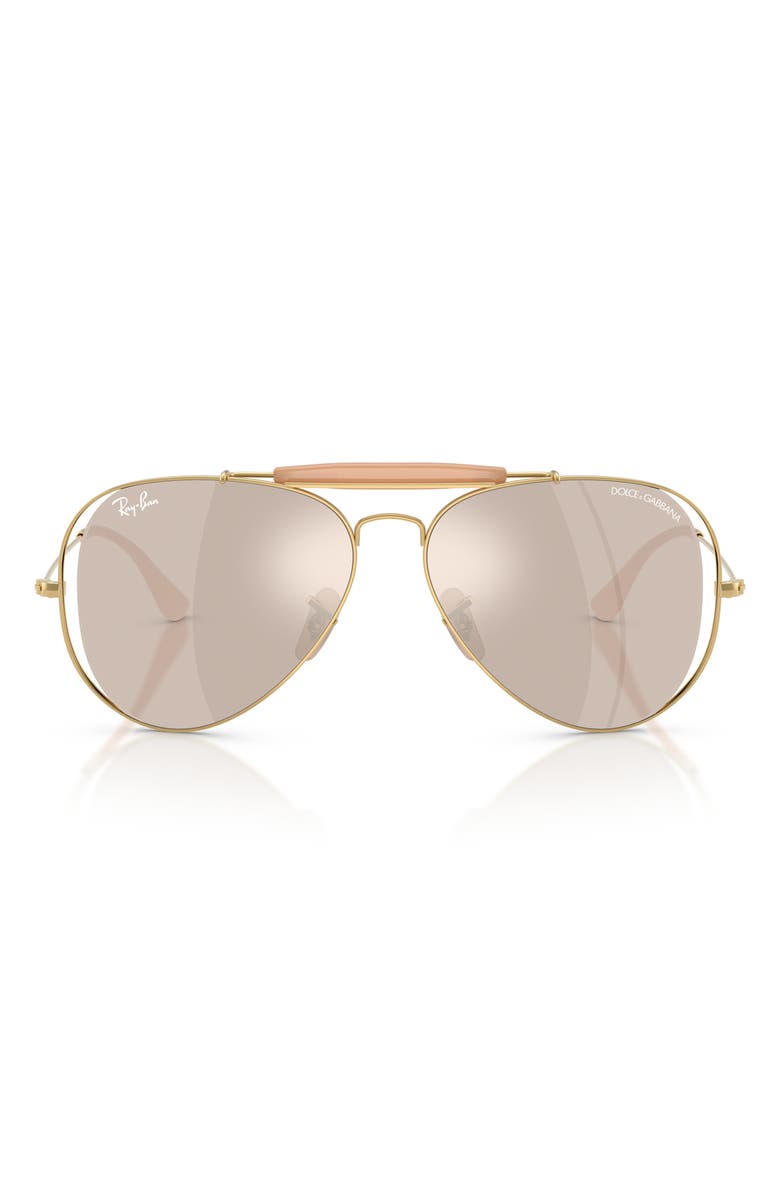 Ray-Ban Outdoorsman 53mm Mirrored Pilot Sunglasses, Main, color, Arista / Clear White Gold