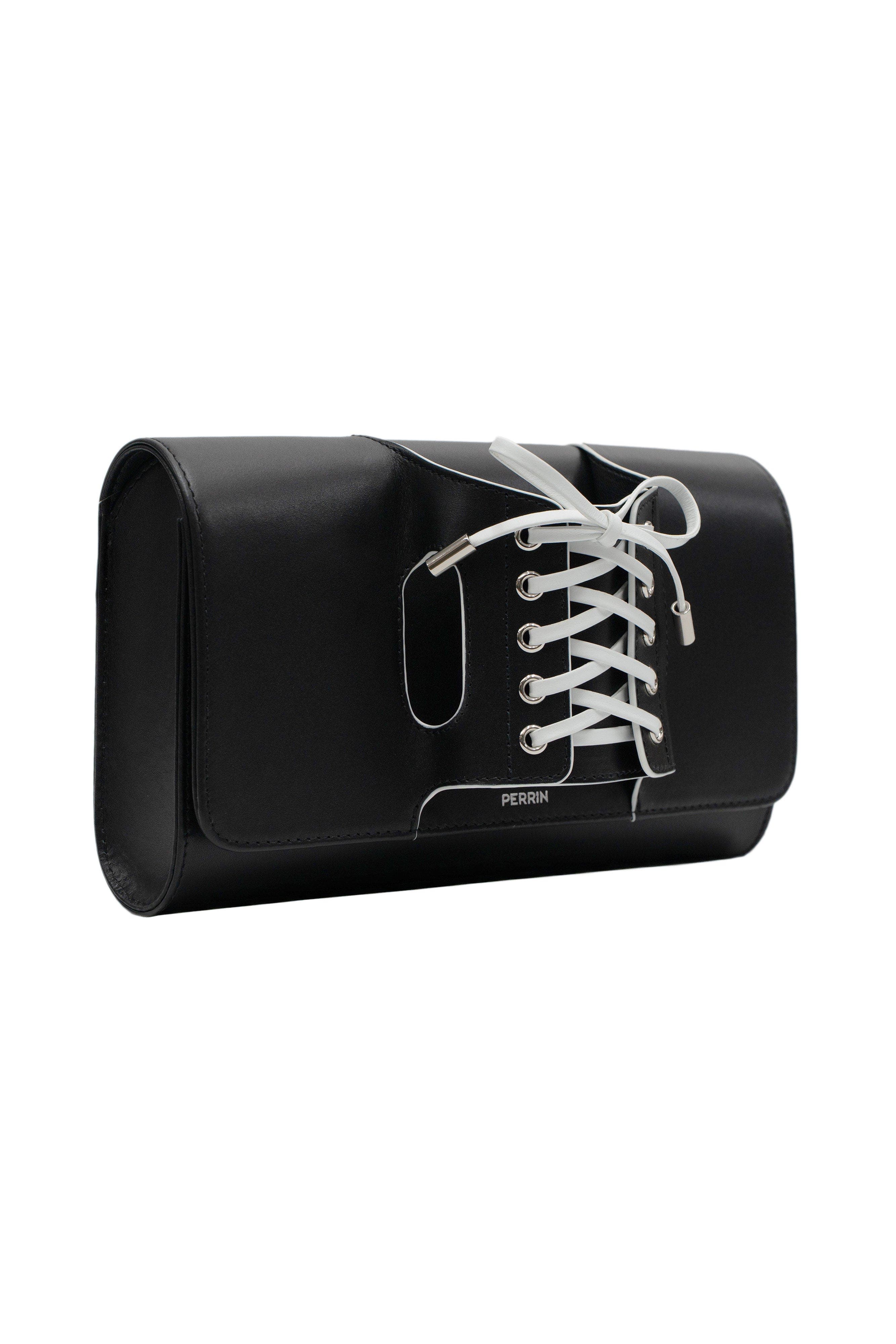 PERRIN PARIS La Corsette Clutch Classic, Alternate, color, Black / White