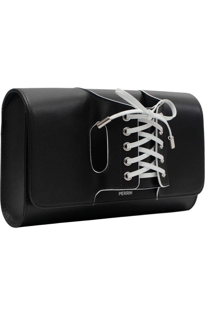 PERRIN PARIS La Corsette Clutch Classic, Alternate, color, Black / White