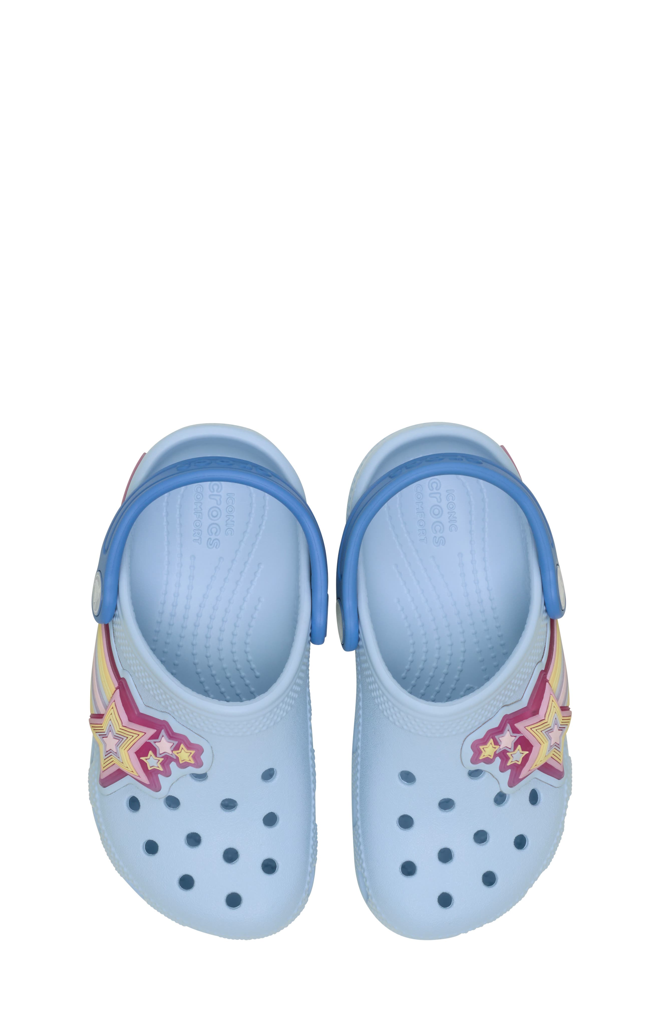 CROCS Kids' Stars Light-Up Classic Clog, Alternate, color, Blue Frost