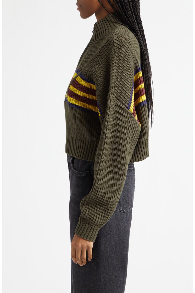 Cropped Hampton Sweater, Alternate, color, DARK OLIVE STRIPE