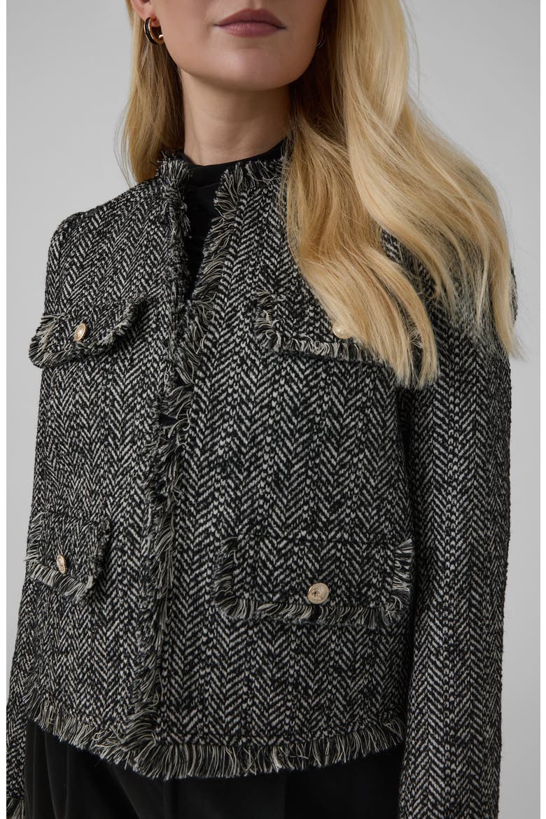 Jenny Fringed Herringbone Jacket, Alternate, color, FMLX-OPEN