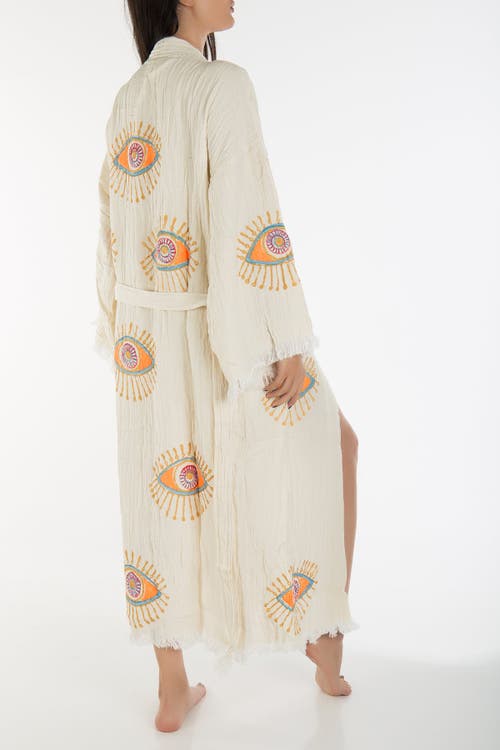 Forever & Always Shoes Aria Evil Eye Handmade Cotton Kimono In White