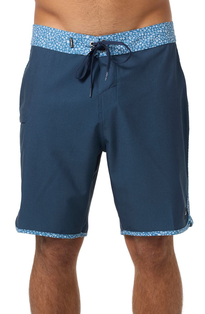 O'Neill Hyperfreak Heat Scallop Solid Board Shorts, Main, color, Midnight Navy