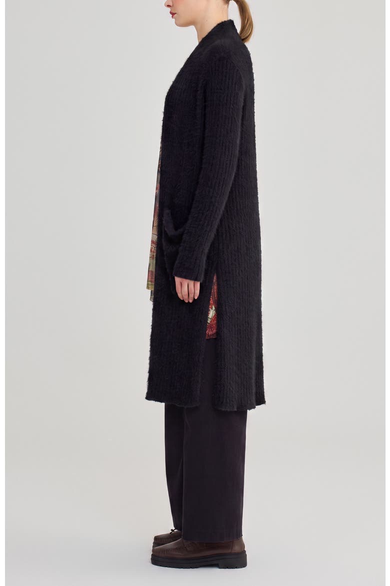 Lou Shaggy Knit Cardigan, Alternate, color, Black