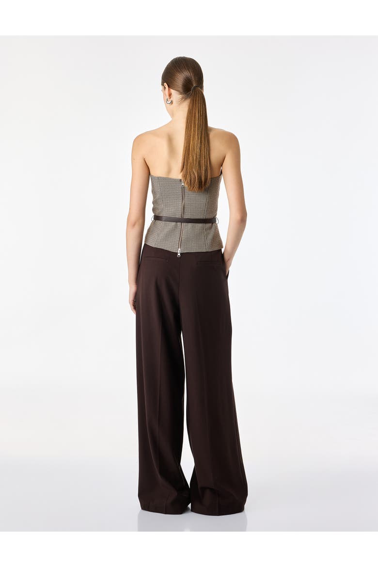 Strapless Houndstooth Corset Top With Belt, Alternate, color, BROWN CHECK
