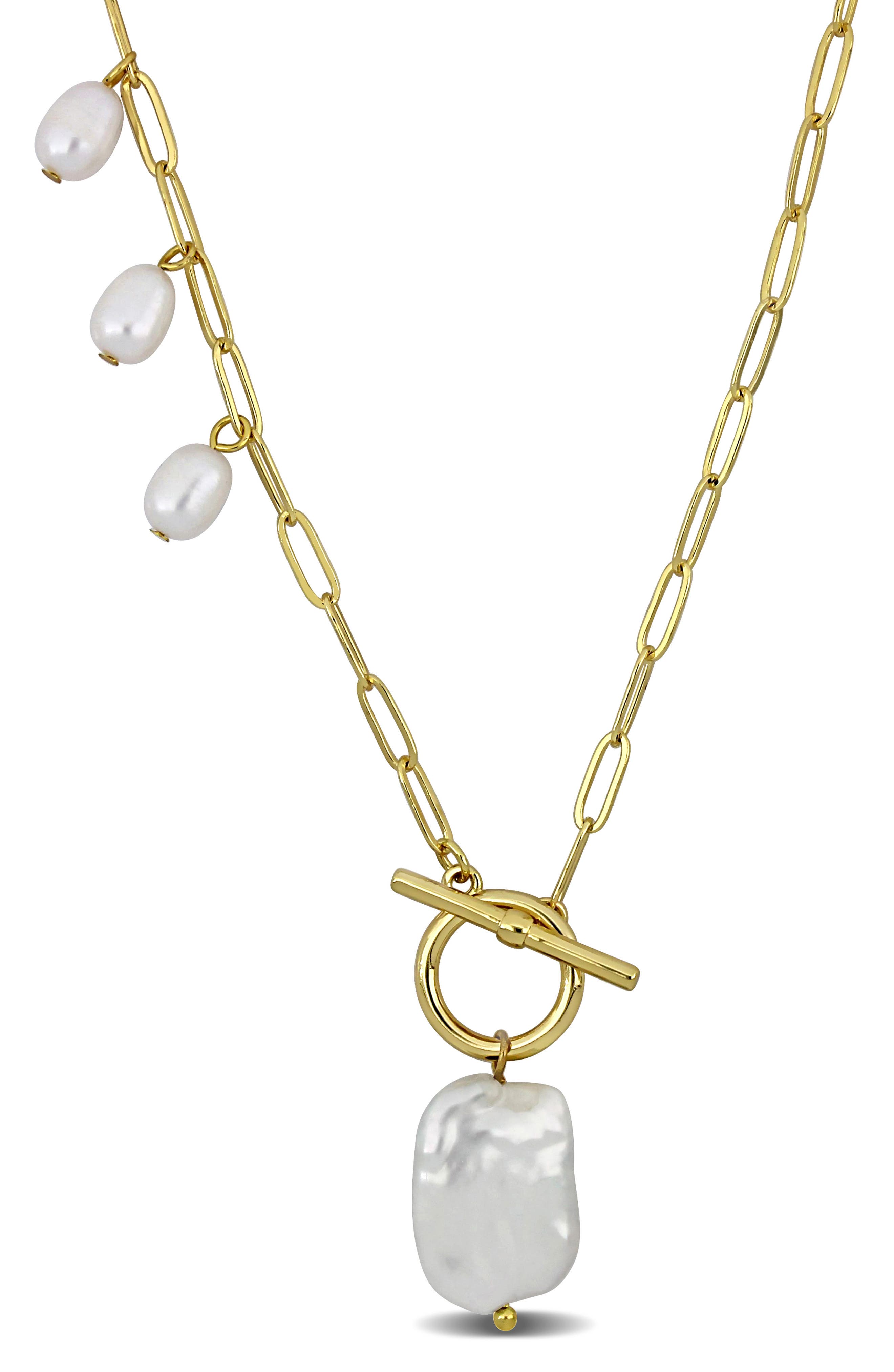 Freshwater Cultured Pearl Paperclip Chain Necklace