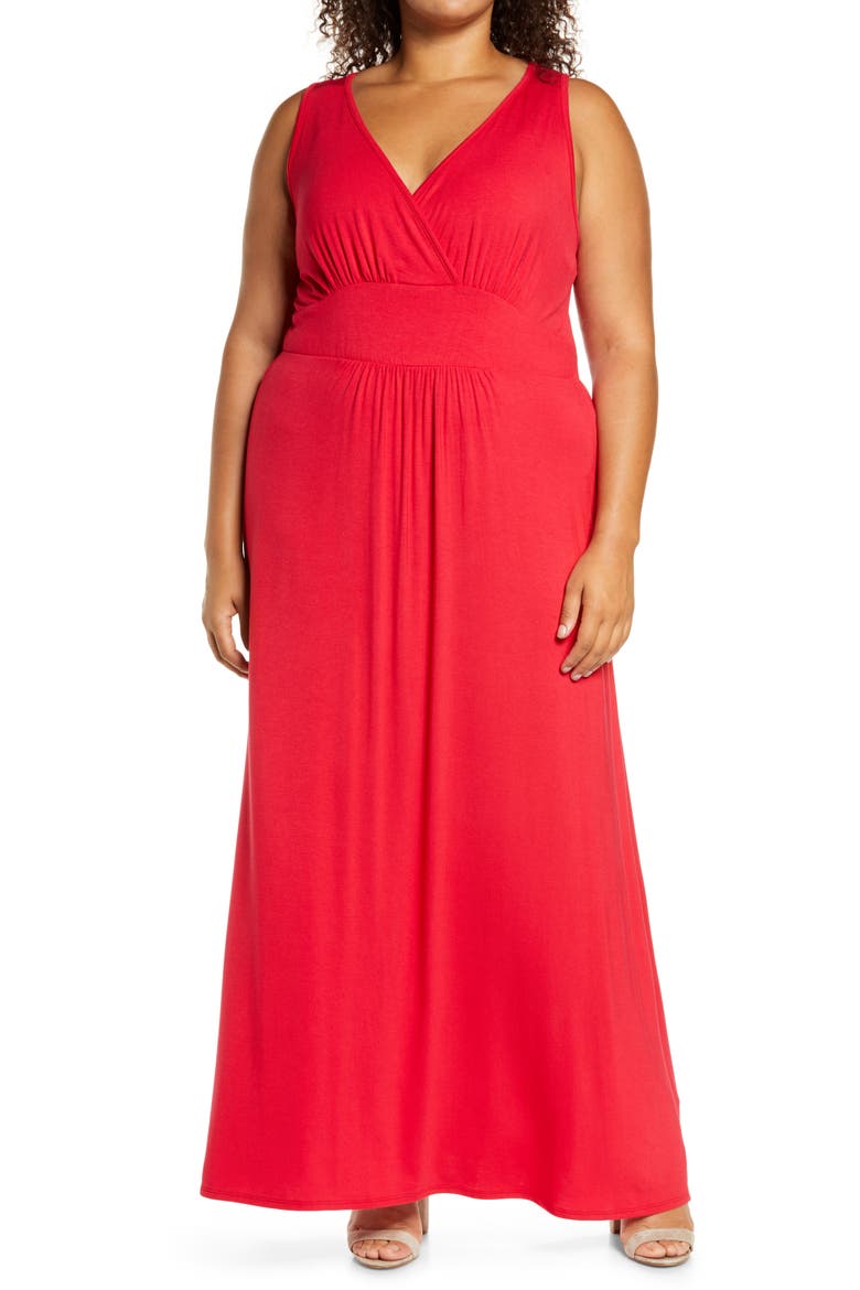 Surplice Maxi Dress, Main, color, RED