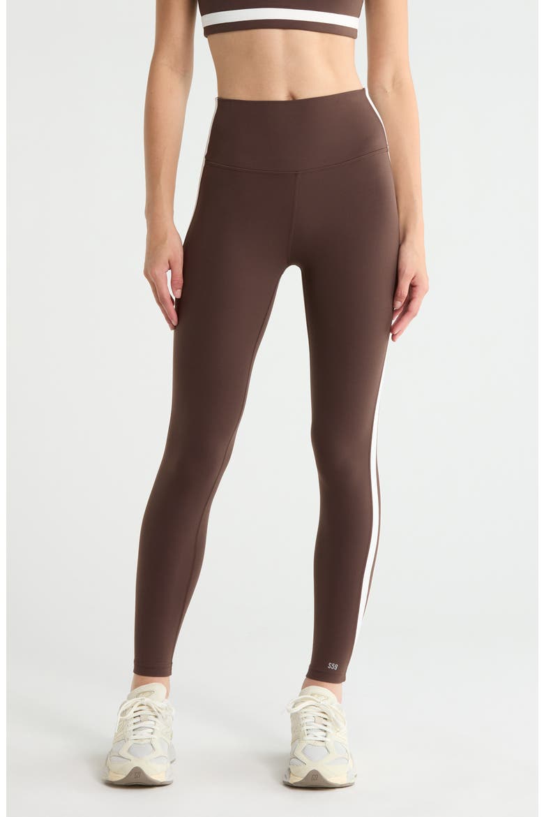 Bianca High Waist Rigor 7/8 Leggings, Main, color, DARK CHOCOLATE/ WHITE