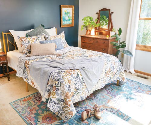 Carol & Frank Delilah Spring Floral Cotton Quilt Set In Blue