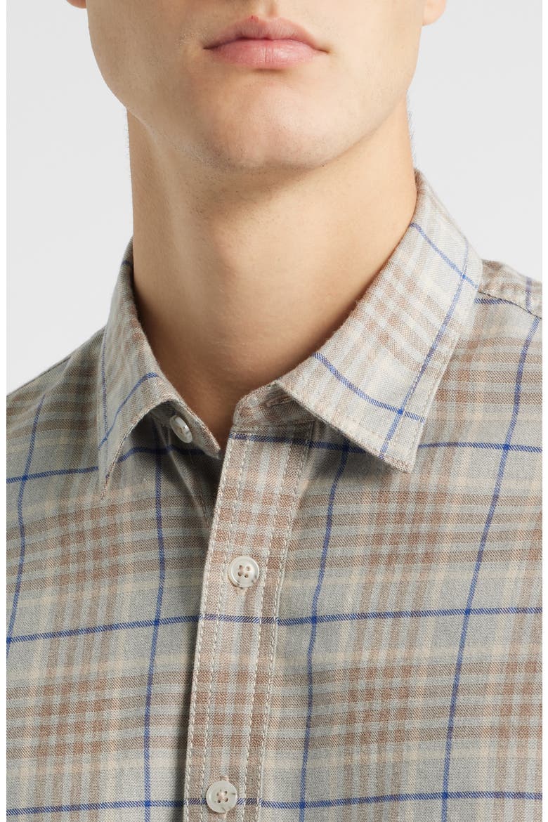 Espana Modern Fit Plaid Cotton Button-Up Shirt, Alternate, color, GREY
