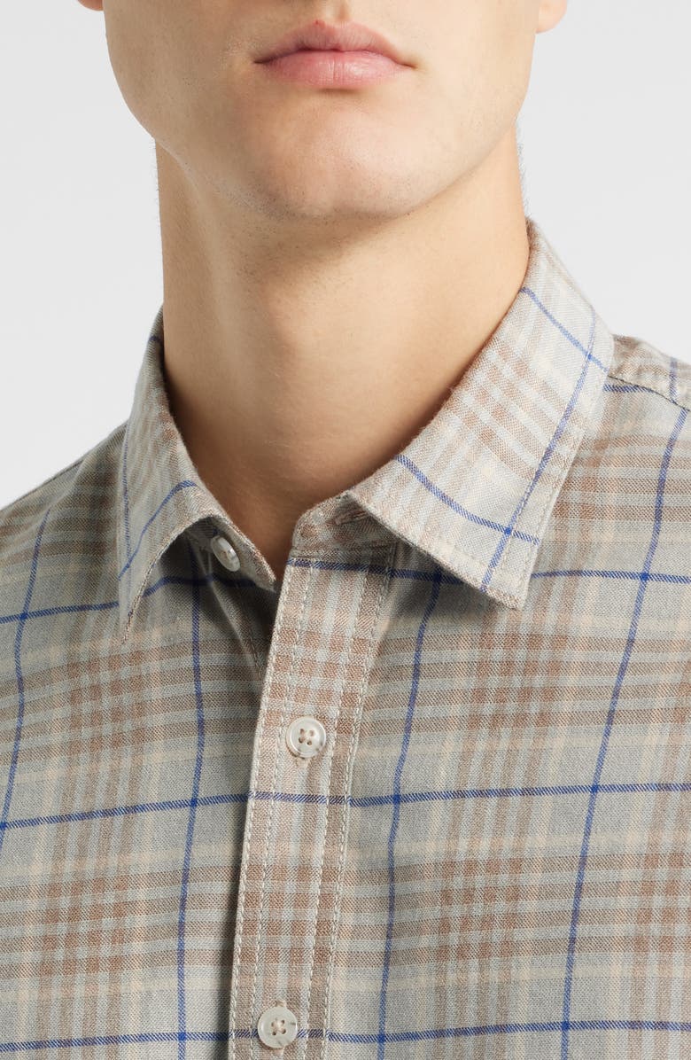 James Campbell Espana Modern Fit Plaid Cotton Button-Up Shirt, Alternate, color, Grey