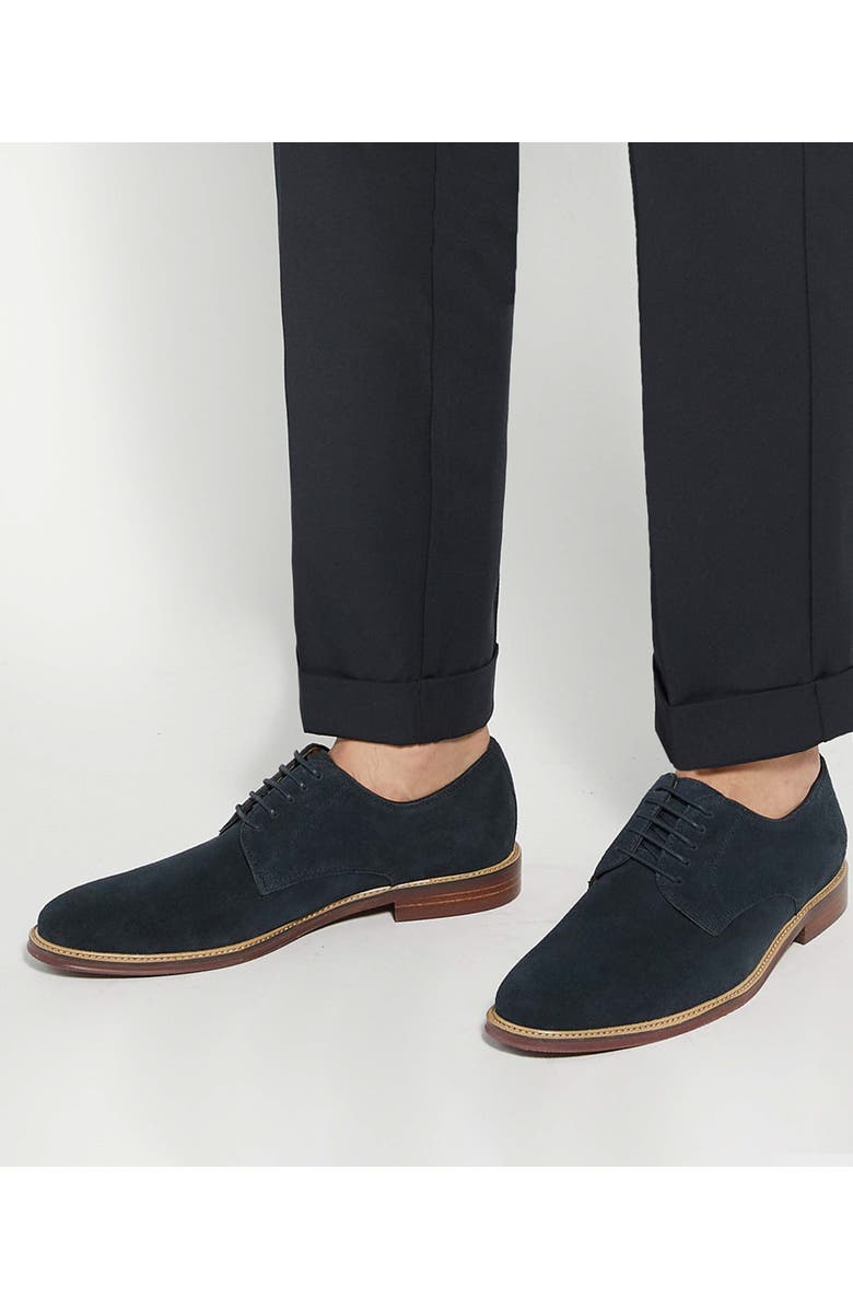 Dune London Stanley Suede Plain Toe Derby, Alternate, color, Navy