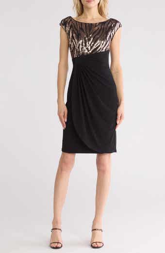 Sequin Faux Wrap Dress
