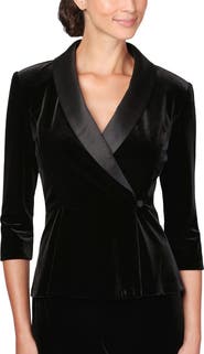 Alex Evenings Velvet Side Button Peplum Top