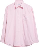 Sporty & Rich Eden Script Stripe Cotton Button-Up Shirt