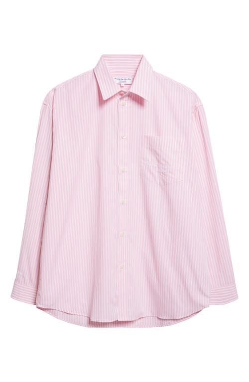 Sporty And Rich Striped Cotton Shirt In Pink