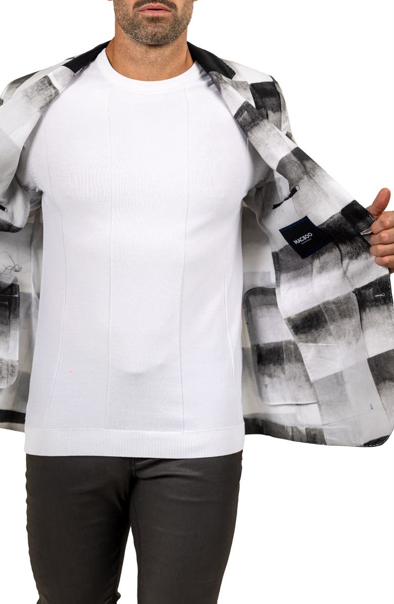 Maceoo Unconstructed Marthyr022 Black Cotton Patchwork Blazer, Alternate, color, Grey